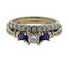 14k Gold Sapphire Engagement Bridal Ring Set 
