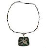 Sterling Silver Inlay Hardstone Pendant Necklace