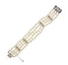 1960s 14K Gold Diamond Pearl Sapphire Bracelet