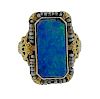 Art Deco 14k Gold Opal Seed Pearl Ring 