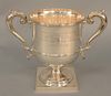 Sterling silver trophy, two handled cup, presented to Bessie L. Dickson Princeton University 1913. height 8 1/4 inches, 42.6 troy ounces.