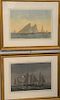 Pair of Frederic S Cozzens (1846 - 1928), colored lithographs, Moon Lit Sky and Sunset Race, marked Fred S Cozzen in lithograph, sight size: 14" x 20 