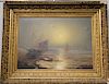 Artist unknown, oil on canvas, duck seashore, illegibly signed lower right HA...in Victorian gilt frame, 21" x 29".