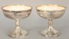 Set of twelve sterling silver lined sherbert cups, having sterling silver stems with porcelain liners. height 3 3/4 inches. 33.1 troy ounces.