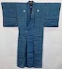 C.1840 Japanese Edo Period Light Blue Kimono Robe