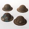 Four WWI-era Helmets