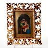 CONTINENTAL PORCELAIN ICON PLAQUE MADONNA AND CHILD