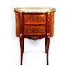 FRENCH STYLE COMMODE WITH PARQUETRY, MARBLE TOP