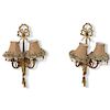 Pair of Gilt Bronze Two Light Wall Sconces