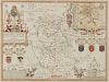 SPEED, John. A group of 2 regional maps of England with hand-coloring in wash and outline. [With:] BLAEU, Johannes. Engraved map with hand-coloring of