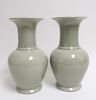 Pair Chinese Style, Celadon Style Porcelain Vases