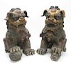 Pair Large Wooden Foo Lions