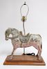 Polychromed Carved Wood Tang Horse Table Lamp
