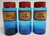 3 French Blue Glass Apothecary Jars