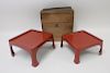 Japanese Red Lacquer Low Nesting Tables, 19th C
