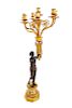 A French Gilt and Patinated Bronze Seven-Light Figural Candelabrum