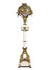 An American Gilt Bronze and Marble Floor Lamp