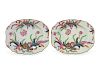 A Pair of Chinese Export Tobacco Leaf Porcelain Platters