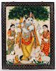Antique Indian Reverse Glass Painting of Krishna