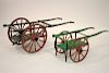 Two Vintage Paint Decorated Child's Dog Carts