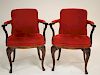 Pair French Design mahogany Fauteuil