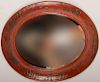 Chinoiserie and Red Lacquer Oval Mirror