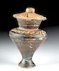 Miniature Greek Pottery Lidded Perfume Jar