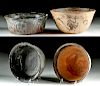 Lot of 2 Pottery Bowls - Olmec Blackware + Maya Monkeys