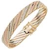 An Italian design yellow, white and pink gold 14 K bracelet.