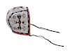 Sioux Child's Beaded Hide Bonnet
height 7 x width 6 inches 