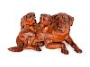 Swiss Carved Wood Dog Figure Groupheight 4 x width 9 inches