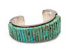 Pete Sierra
Dine, 20th Century
Sterling silver cuff bracelet with turquoise cobblestone inlay