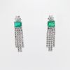 Pair of Emerald & Diamond Platinum Earrings