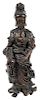 Rare Inscribed Lacquered Rootwood Guanyin