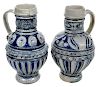 Two Westerwald Stoneware Cobalt Decorated Jugs