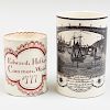 English Creamware Transfer Printed Mug and an Iron Red Painted Mug 