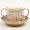 Wedgwood Caneware Two Handle Trembleuse Cup and Saucer