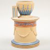 Wedgwood Caneware Encaustic Decorated Footed Inkpot