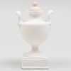 Miniature Wedgwood White Jasperware Two Handle Vase and Cover