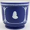Wedgwood Blue and White Jasperware Jardinière with the Yale University Coat of Arms