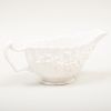 Bow White Glazed Porcelain Sauceboat with Applied Prunus Decoration