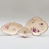 Three Wedgwood Puce Decorated Creamware Shell Shaped Dishes