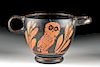 Greek Attic Red-Figure Owl Skyphos - Glaux Type