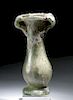 Roman Glass Footed Unguentarium w/ Trail Handles