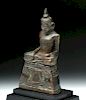 15th C. Khmer Angkor Bronze Seated Buddha