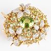 Schlumberger for Tiffany & Co. 18k Gold, Diamond and Peridot Floral Pin