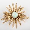 French 18k Gold, Diamond and Opal Floral Brooch
