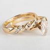 Ladies 14k Gold and Diamond Engagement Ring and 14k Gold and Diamond Wedding Band