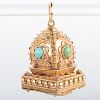 Italian 18k Gold, Coral and Turquoise Pendant/Charm