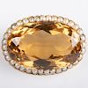 Victorian 14k Gold, Citrine and Seed Pearl Brooch
